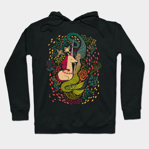 The Mermaid and the Unicorn Hoodie by Cecilia Mok